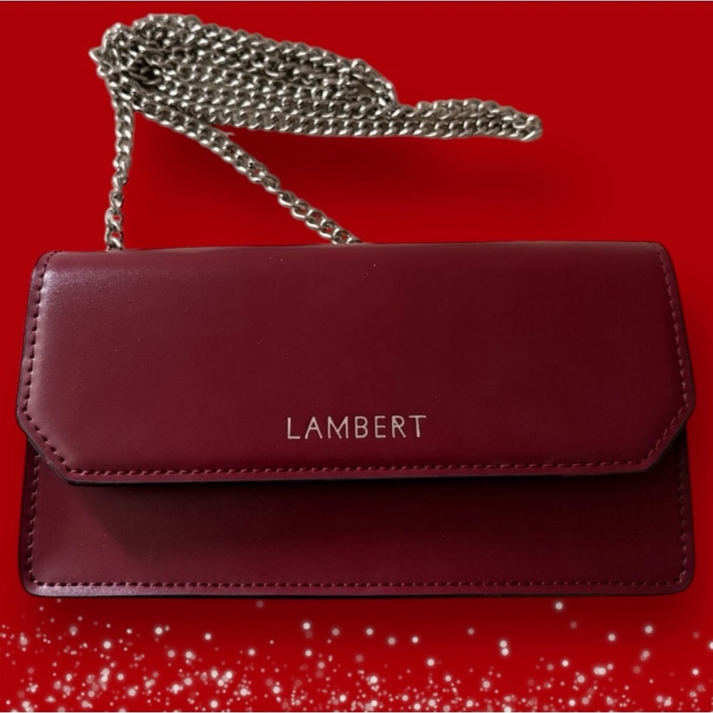 Lambert Burgundy Vegan Leather Clutch Chain Wallet Mini Bag NWOT